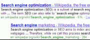 Web site search results